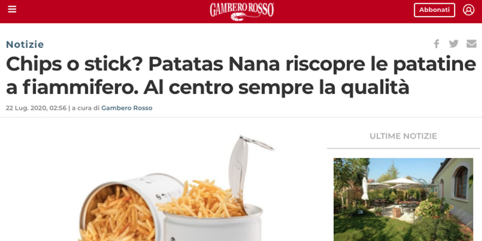 I Fiammiferi di Patatas Nana raccontati da Gambero Rosso